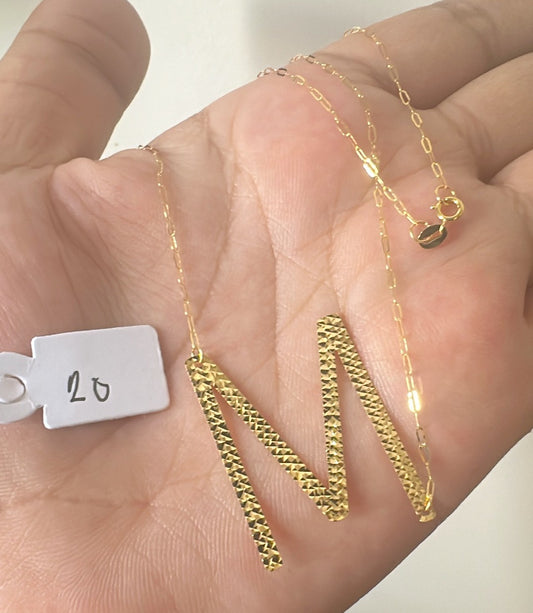 18k SD Gold Letter M Necklace (Reserved)